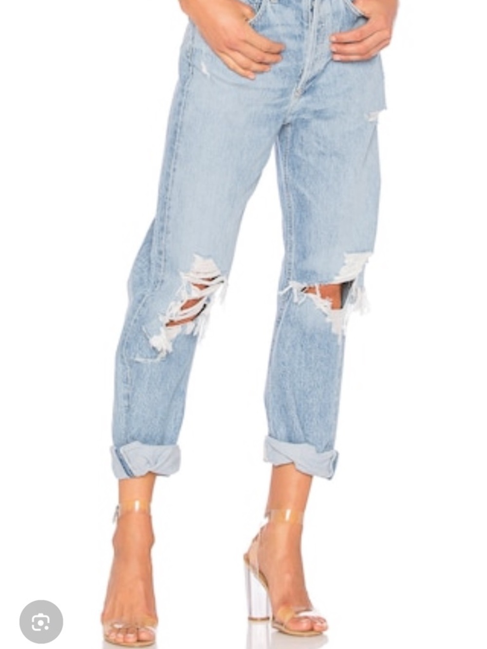 Agolde 90’s loose fit mid-rise Distressed Jeans in Fray